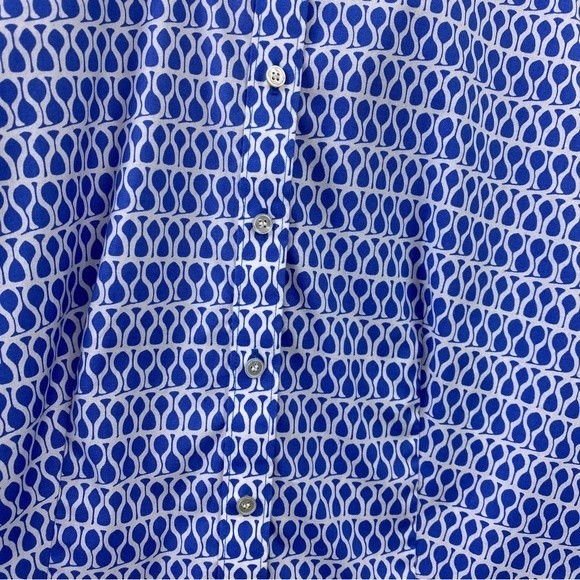 Talbots Blue Geometric Print Long Sleeve Button Up Shirt - Picture 11 of 13